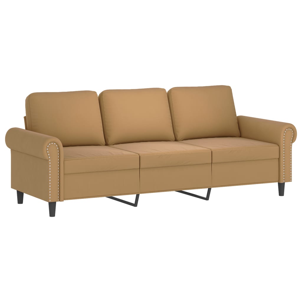 vidaXL 3-Sitzer-Sofa mit Zierkissen Braun 180 cm Samt