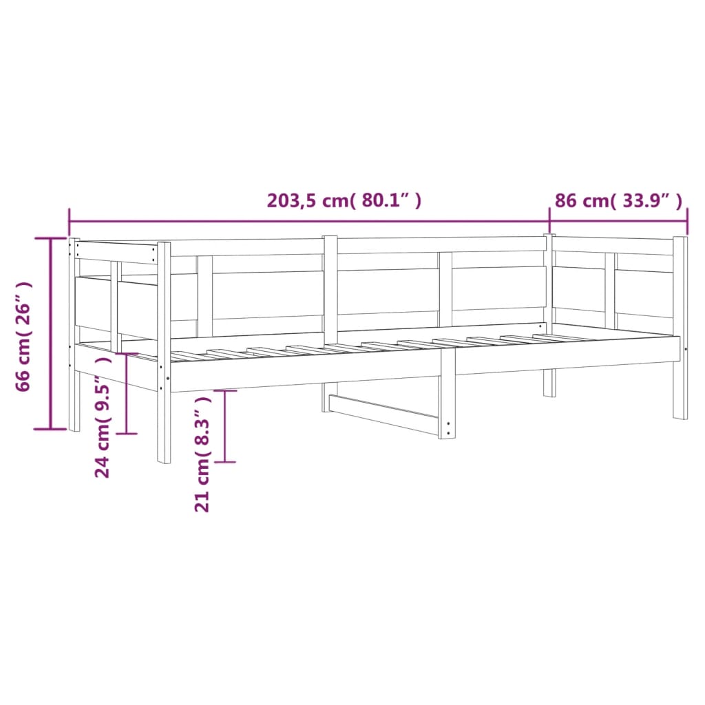 vidaXL Tagesbett Honigbraun Massivholz Kiefer 80x200 cm