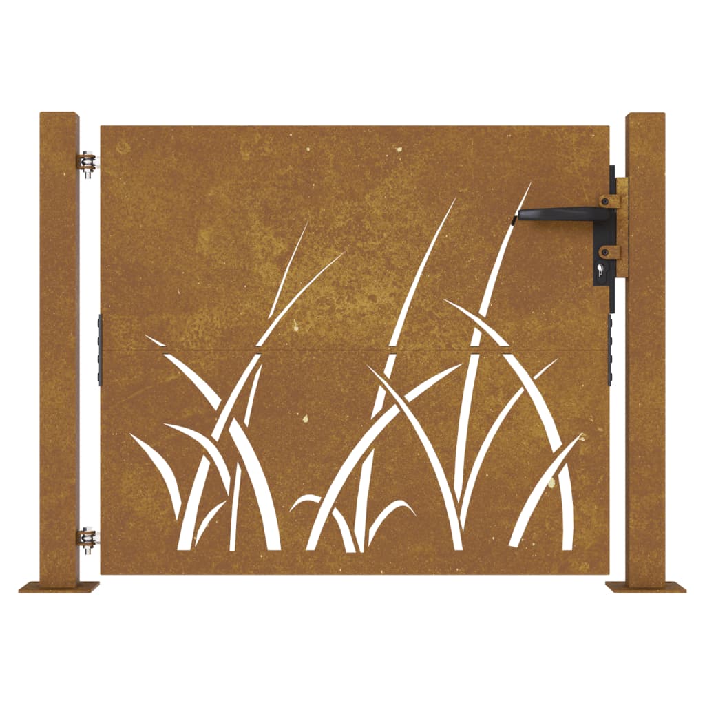 vidaXL Gartentor 105x105 cm Cortenstahl Gras-Design