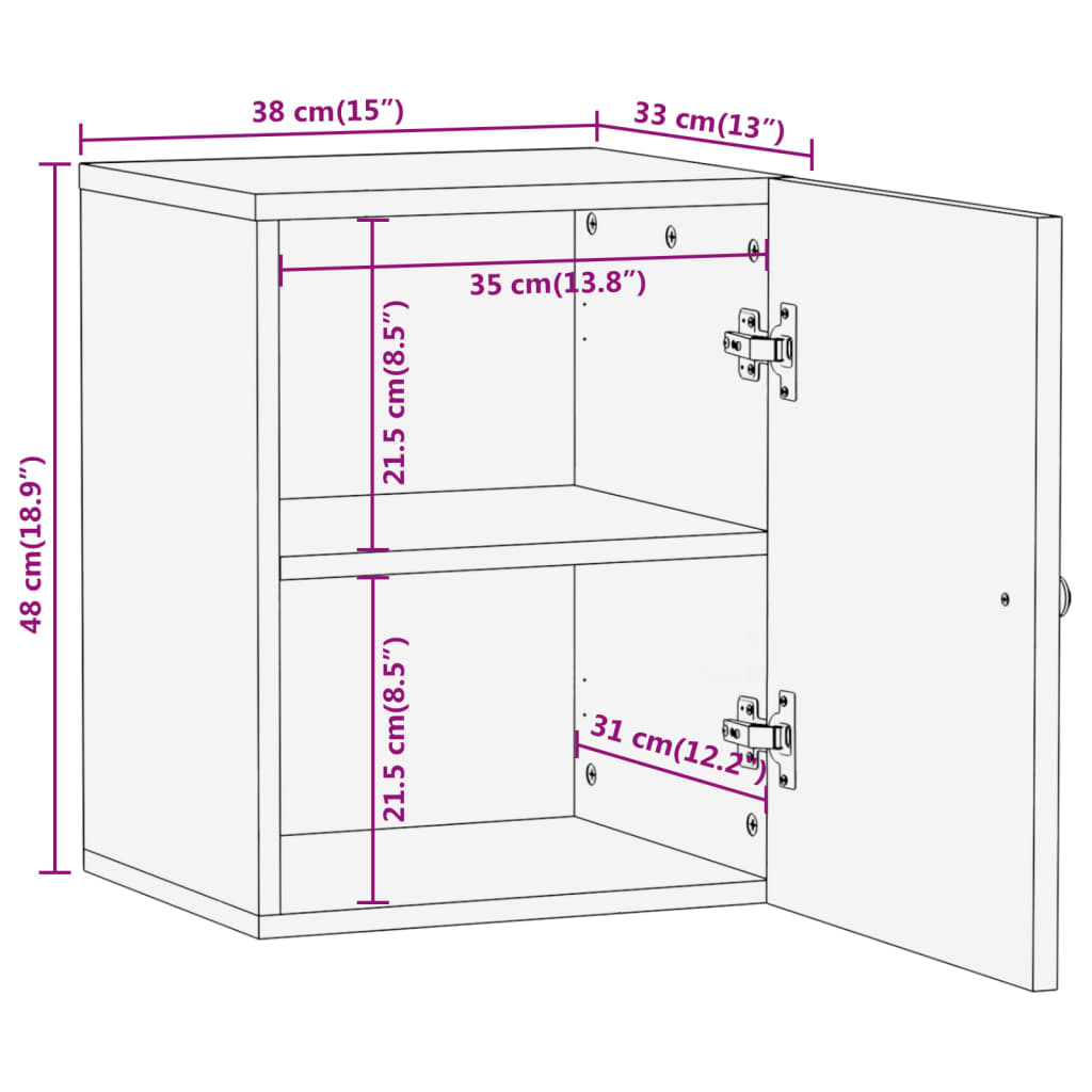 vidaXL Bad-Wandschrank 38x33x48 cm Massivholz Mango