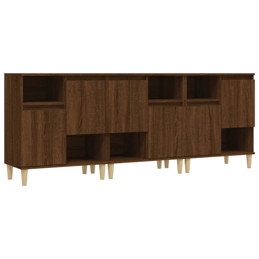 vidaXL Sideboards 3 Stk. Braun Eichen-Optik 60x35x70 cm Holzwerkstoff