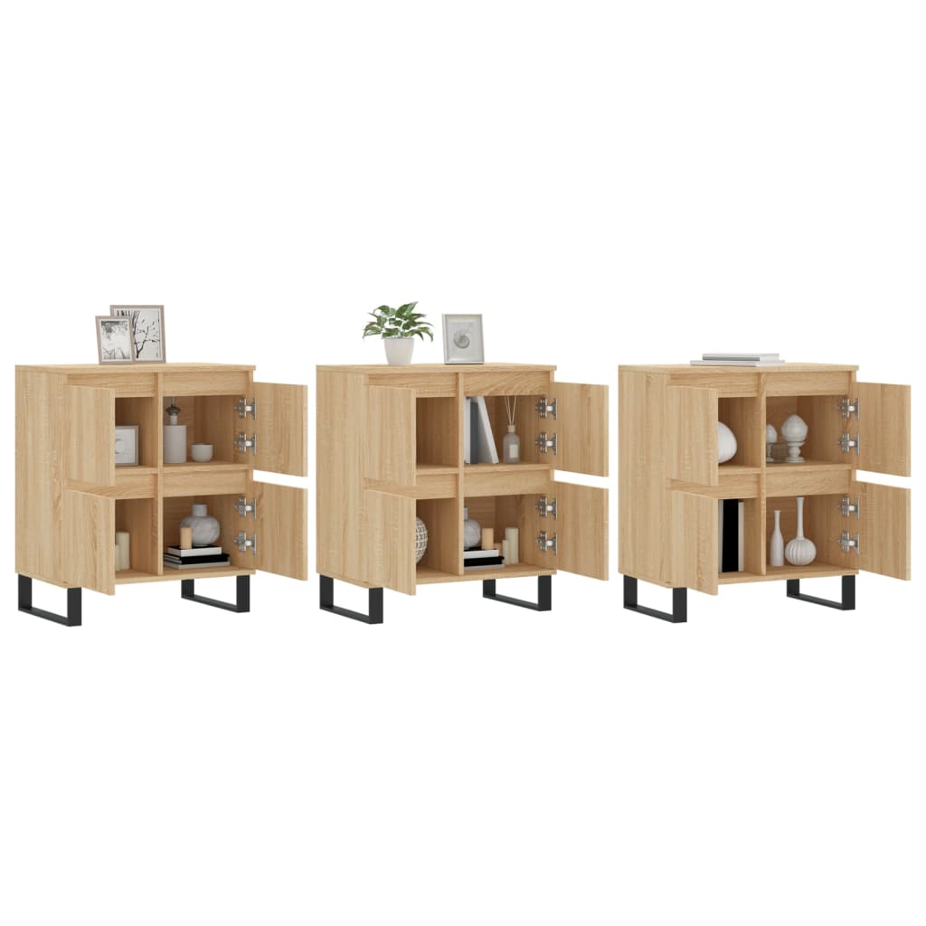 vidaXL Sideboards 3 Stk. Sonoma-Eiche Holzwerkstoff