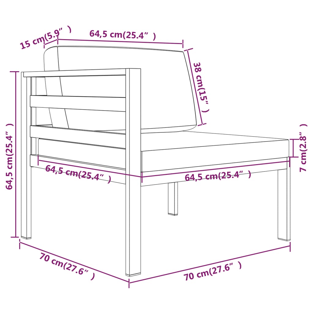 vidaXL 7-tlg. Garten-Lounge-Set mit Kissen Aluminium Anthrazit