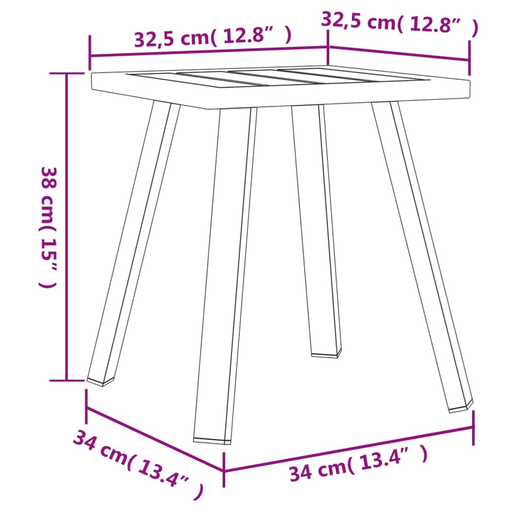 vidaXL Gartentisch Anthrazit 34x34x38 cm Stahl