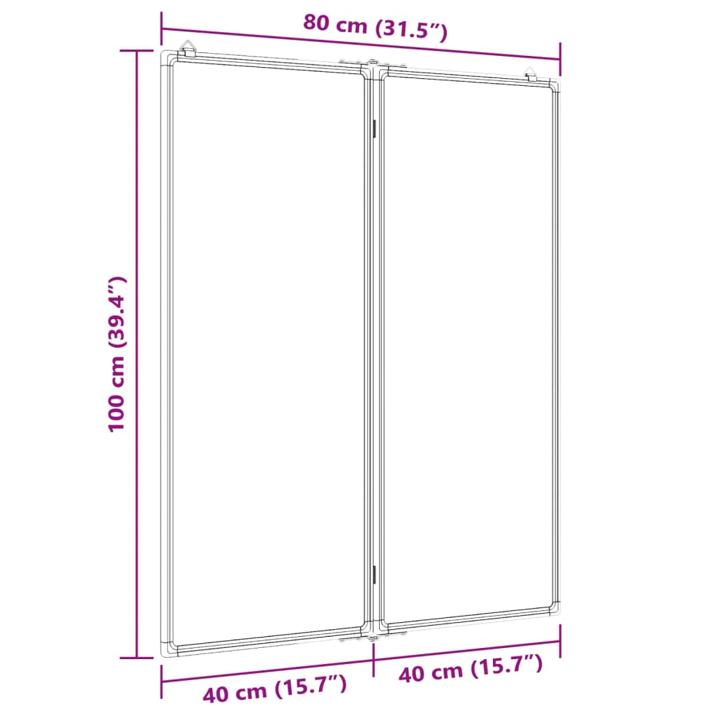 vidaXL Magnetisches Whiteboard Klappbar 80x100x1,7 cm Aluminium