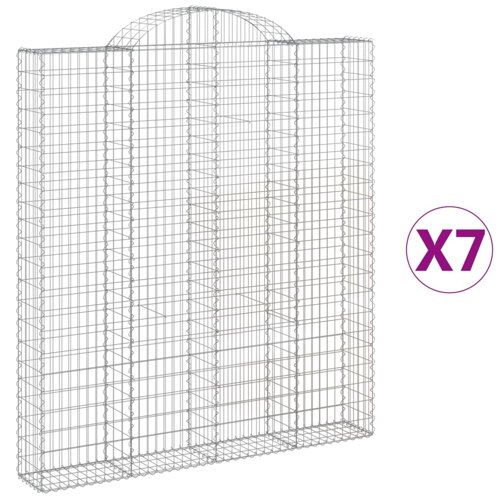 vidaXL Gabionen mit Hochbogen 7 Stk. 200x30x220/240cm Verzinktes Eisen