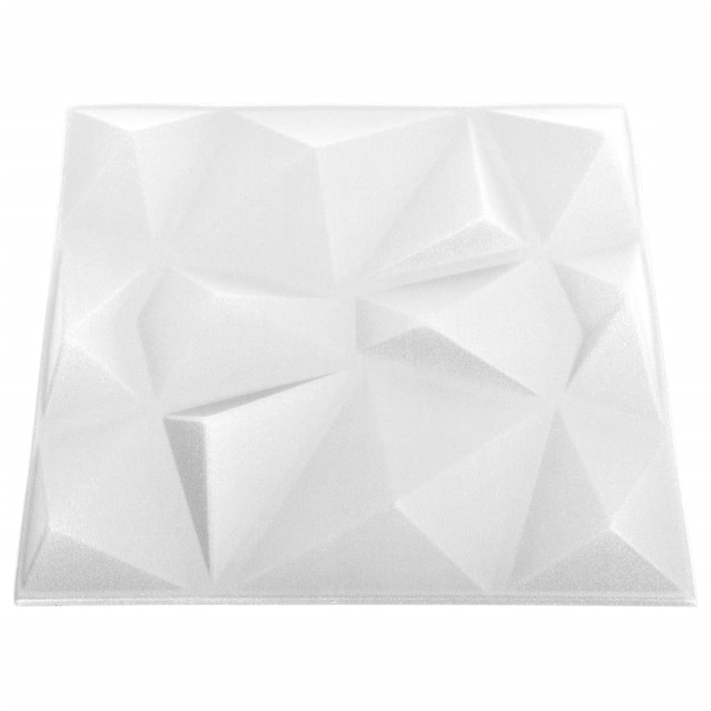 vidaXL 3D-Wandpaneele 12 Stk. 50x50 cm Diamant Weiß 3 m²