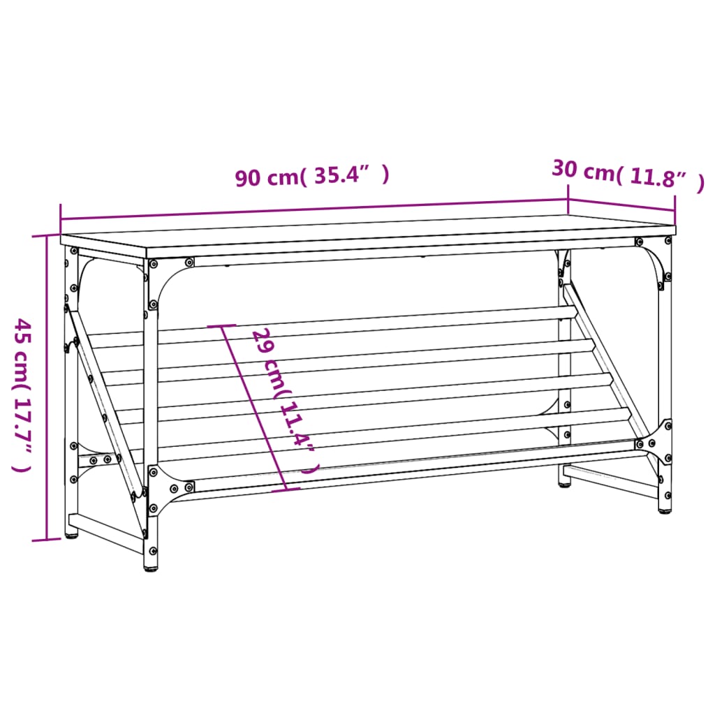 vidaXL Schuhregal Sonoma-Eiche 90x30x45 cm Holzwerkstoff