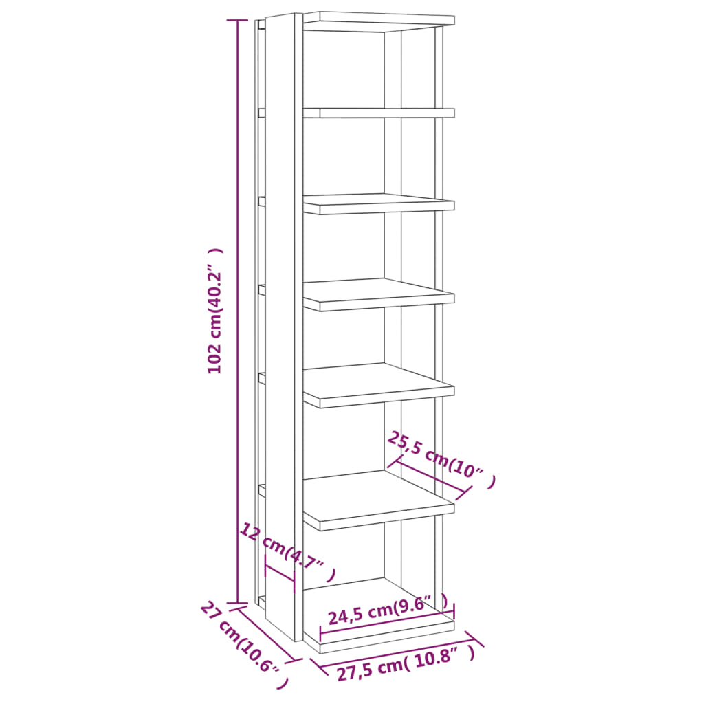 vidaXL Schuhregal Grau Sonoma 27,5x27x102 cm Holzwerkstoff