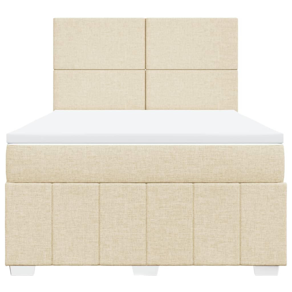 vidaXL Boxspringbett mit Matratze Creme 160x200 cm Stoff