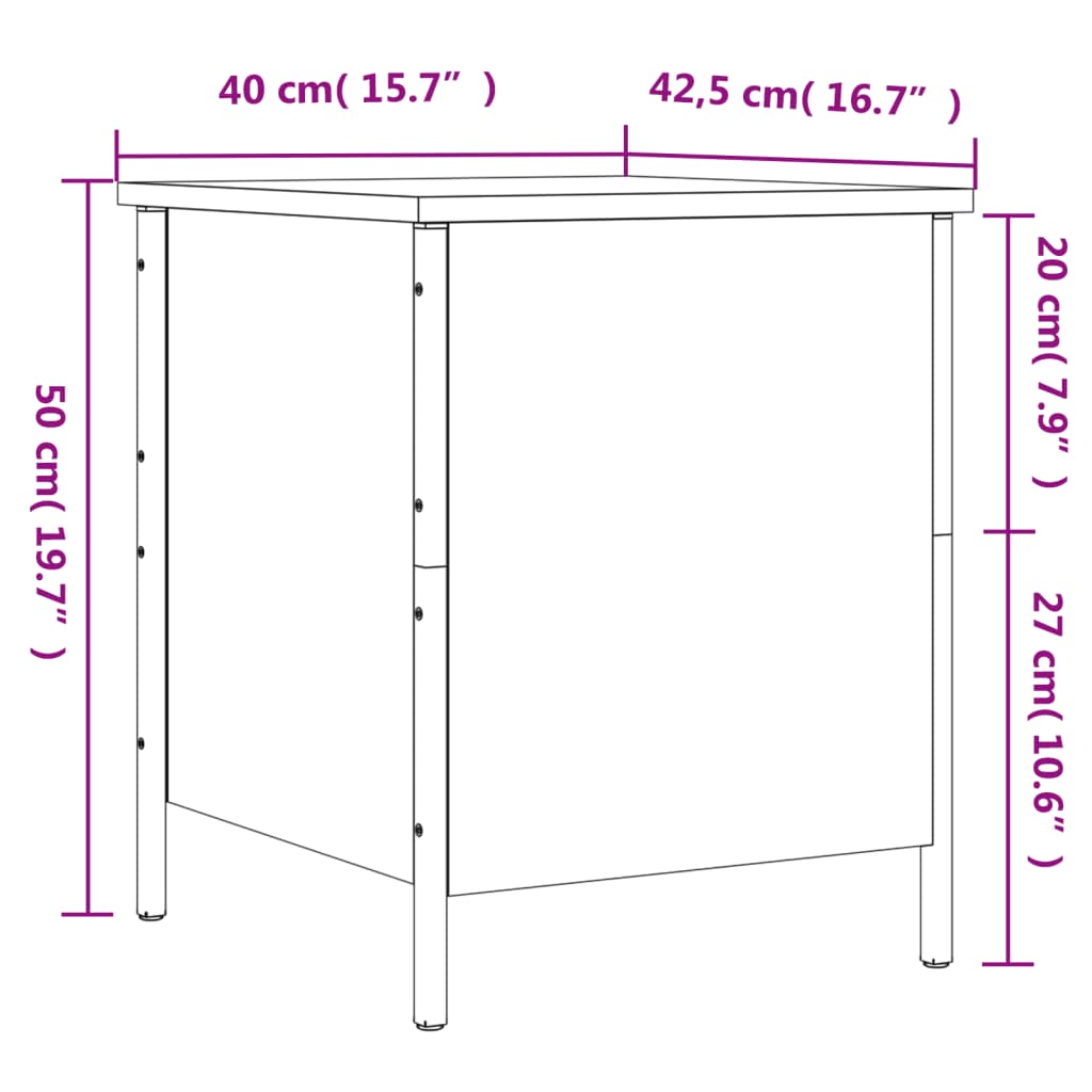 vidaXL Sitzbank mit Stauraum Schwarz 40x42,5x50 cm Holzwerkstoff