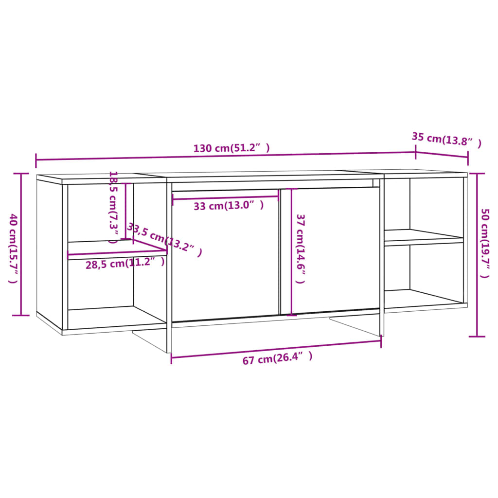 vidaXL TV-Schrank Schwarz 130x35x50 cm Holzwerkstoff