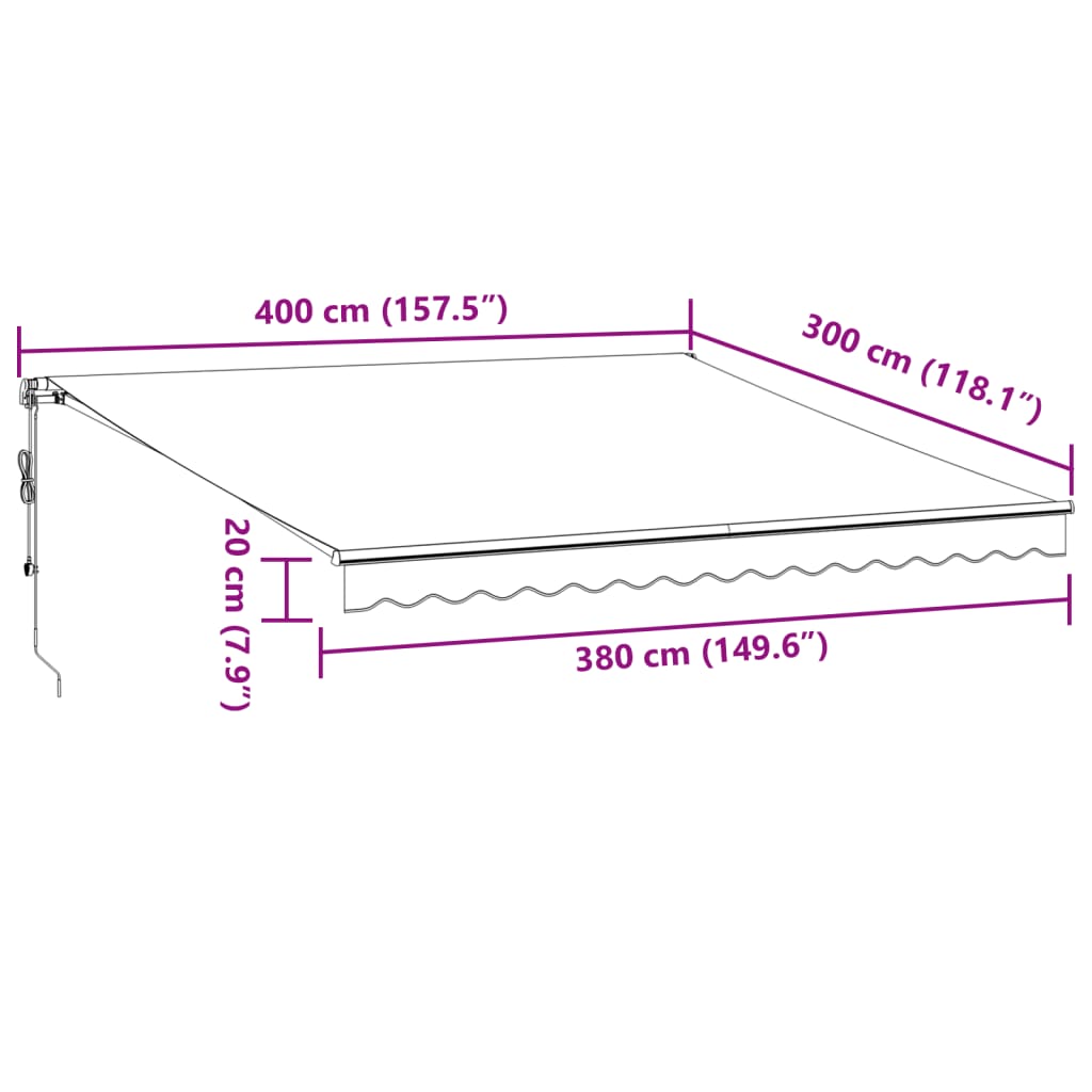 vidaXL Markise Automatisch mit LED Anthrazit & Weiß 400x300 cm