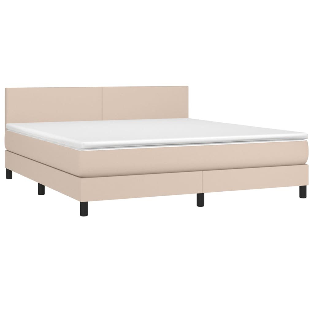 vidaXL Boxspringbett Matratze Cappuccino-Braun 180x200 cm Kunstleder