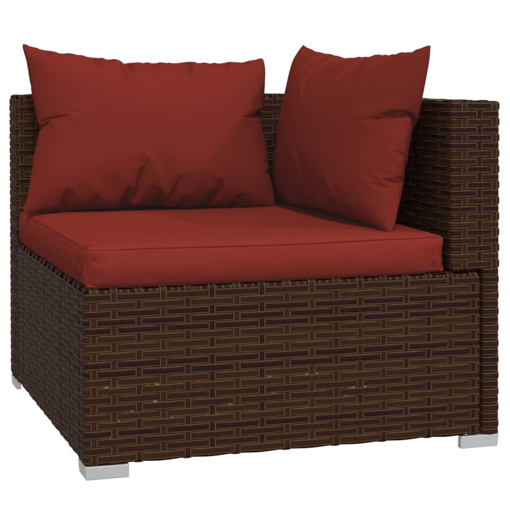 vidaXL 6-tlg. Garten-Lounge-Set mit Auflagen Poly Rattan Braun