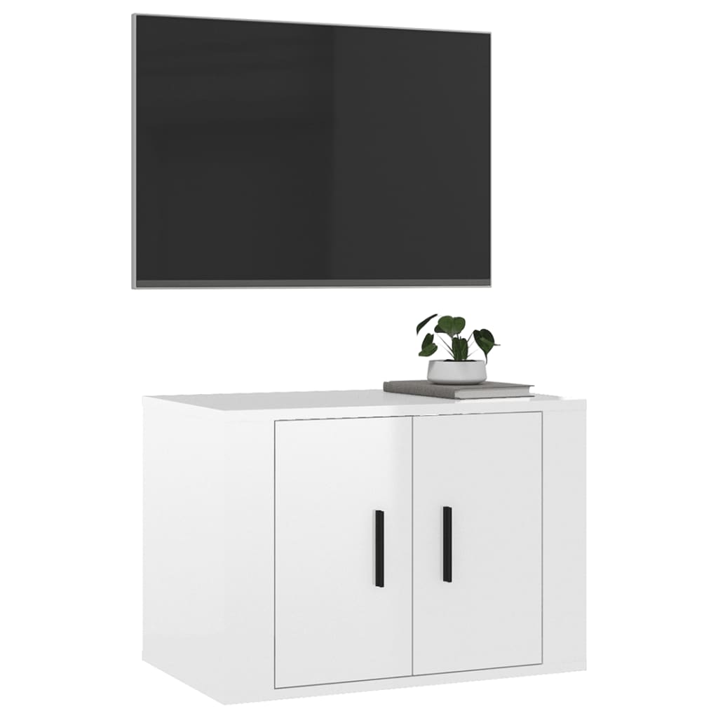 vidaXL TV-Wandschrank Hochglanz-Weiß 57x34,5x40 cm