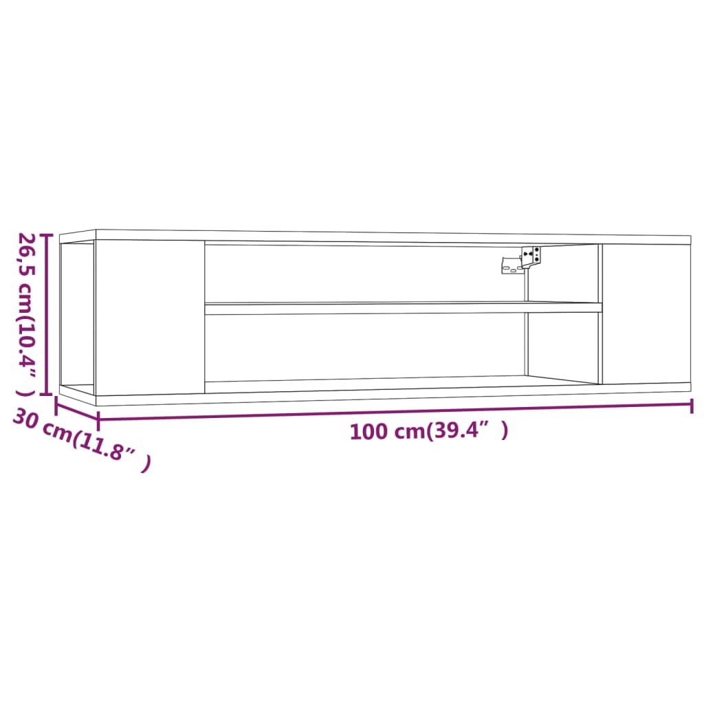 vidaXL TV-Wandschrank Grau Sonoma 100x30x26,5 cm Holzwerkstoff