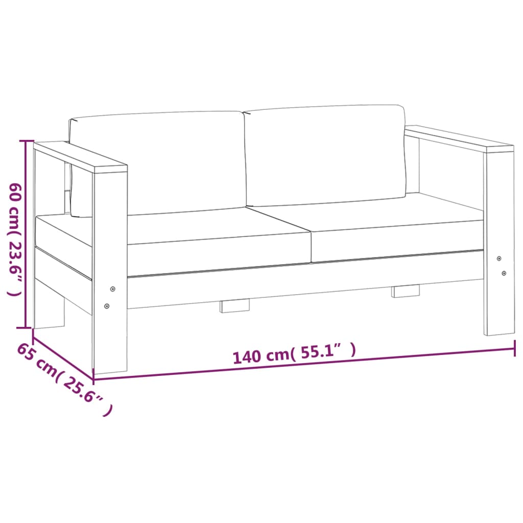 vidaXL 5-tlg. Garten-Lounge-Set mit Cremeweißen Kissen Massivholz