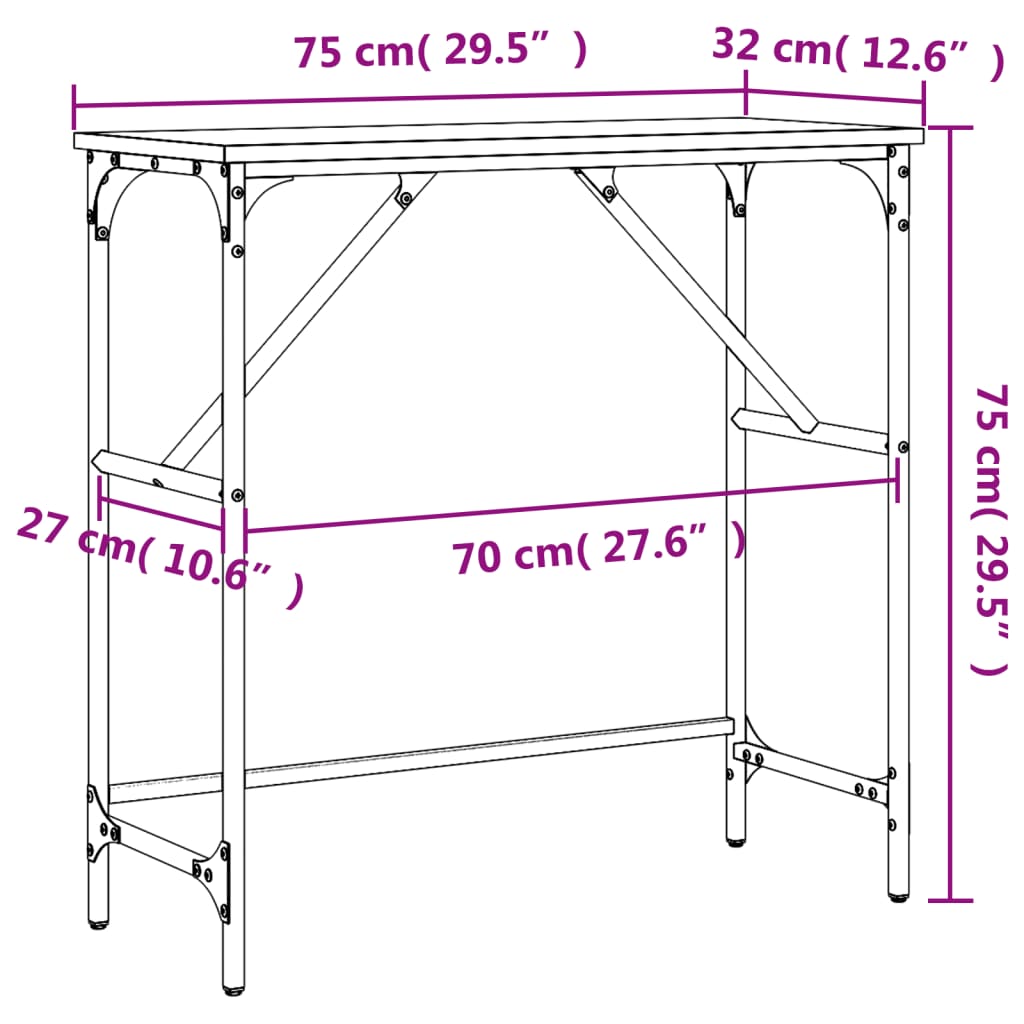 vidaXL Konsolentisch Braun Eichen-Optik 75x32x75 cm Holzwerkstoff