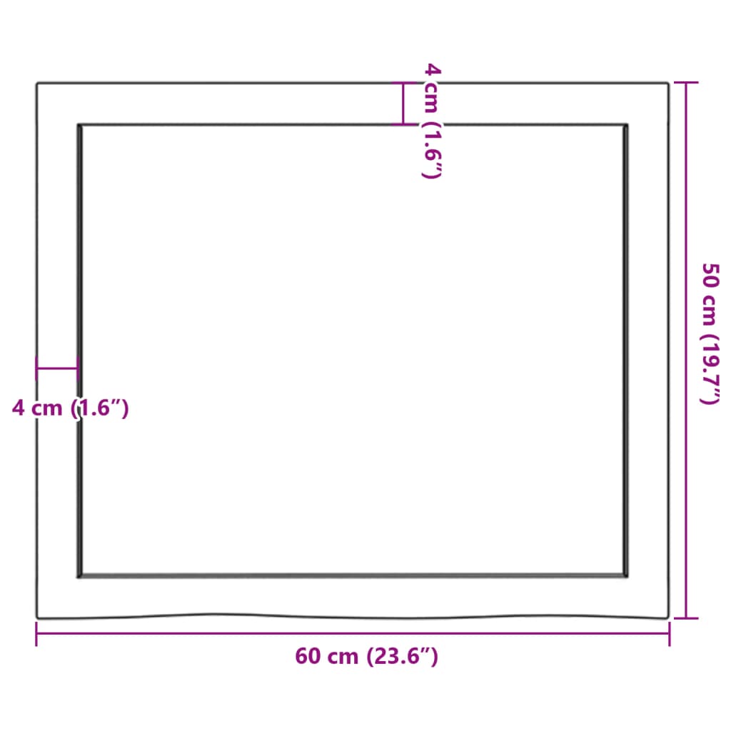 vidaXL Waschtischplatte Dunkelbraun 60x50x(2-4)cm Massivholz Behandelt