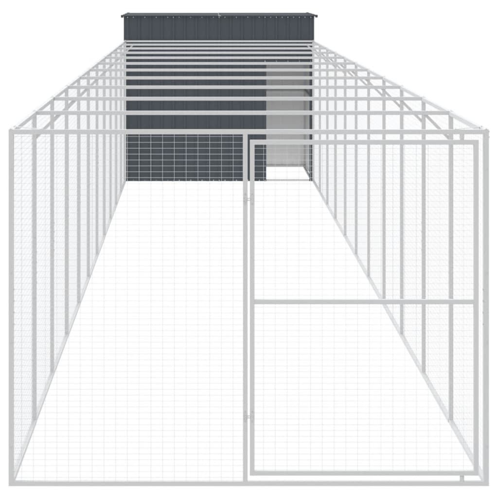 vidaXL Hundehütte mit Auslauf Anthrazit 214x1273x181 cm Stahl Verzinkt