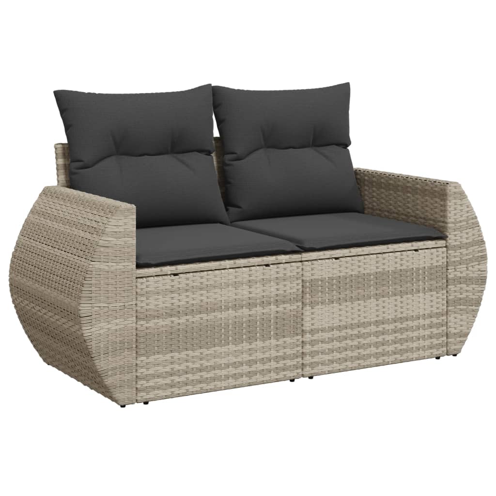 vidaXL 4-tlg. Garten-Sofagarnitur mit Kissen Hellgrau Poly Rattan