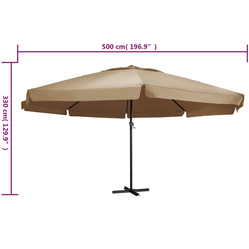 vidaXL Sonnenschirm mit Aluminium-Mast 600 cm Taupe