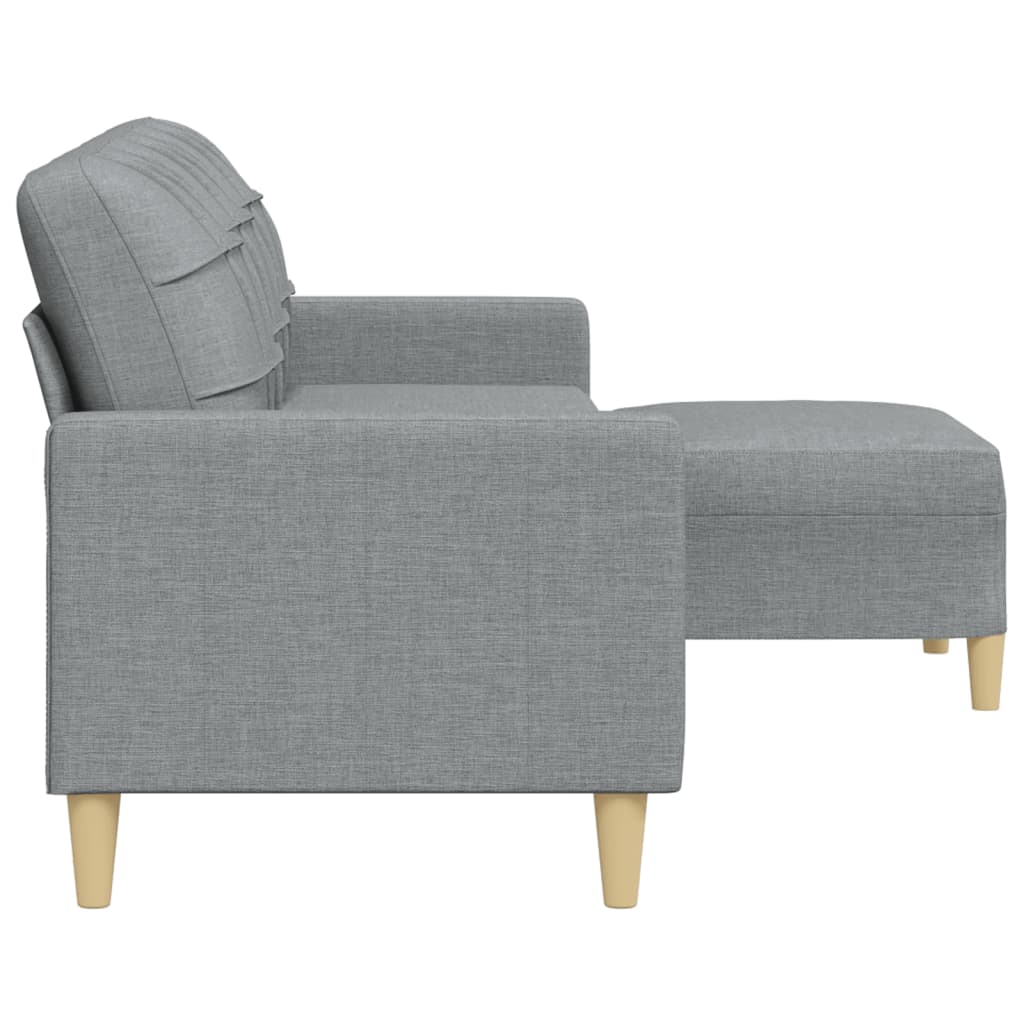 vidaXL 3-Sitzer-Sofa mit Hocker Hellgrau 210 cm Stoff