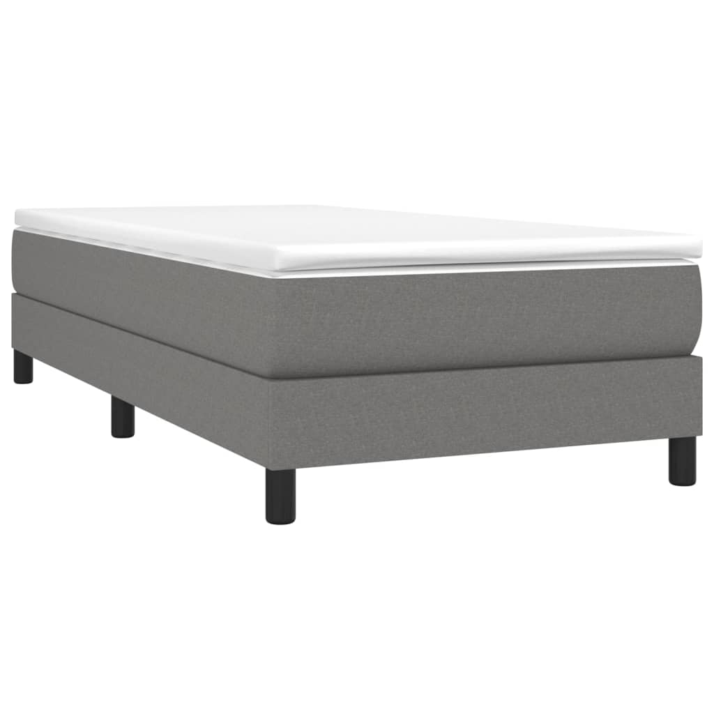 vidaXL Boxspringbett mit Matratze Dunkelgrau 90x200 cm Stoff