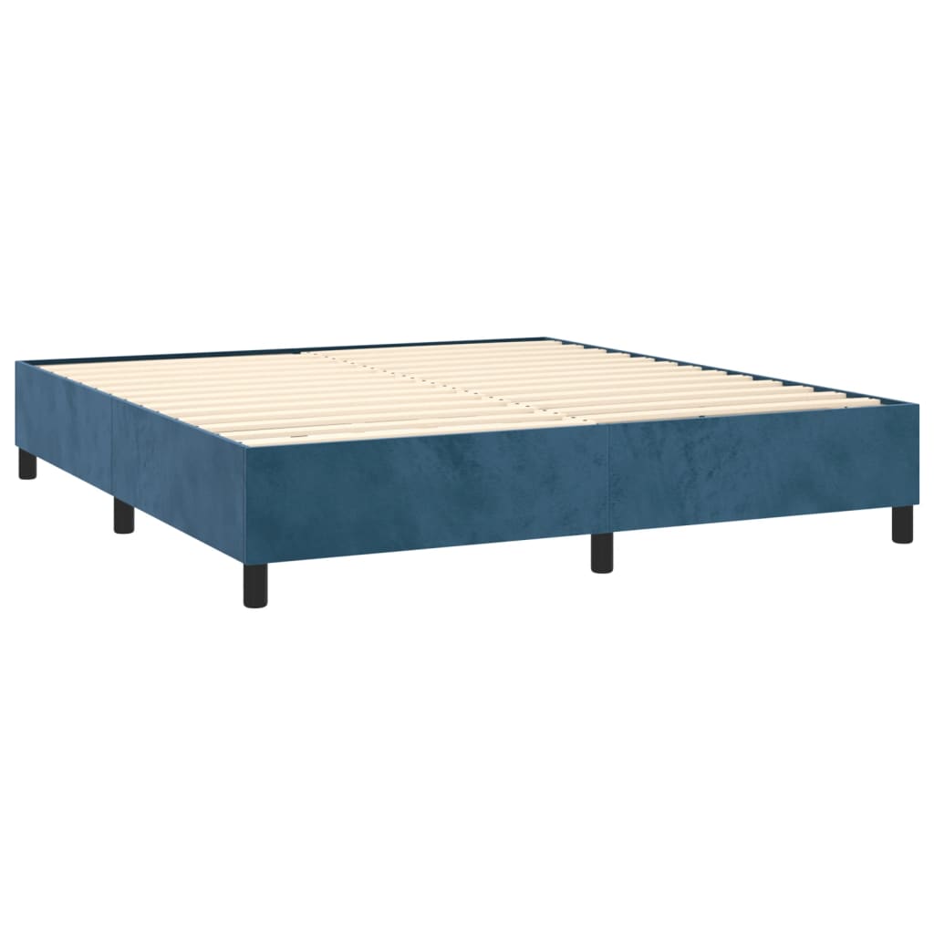 vidaXL Boxspringbett mit Matratze Dunkelblau 160x200 cm Samt