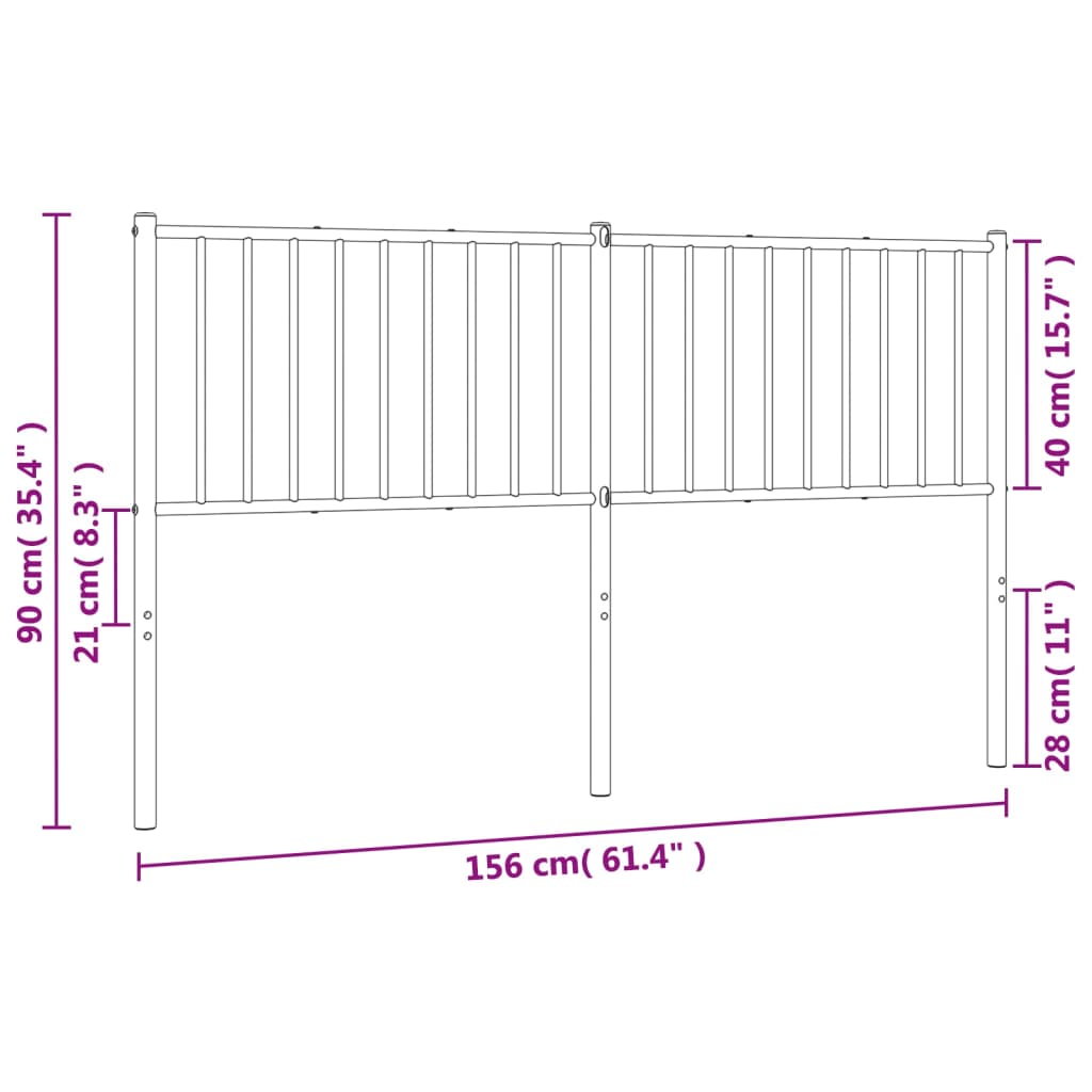 vidaXL Kopfteil Metall Weiß 150 cm