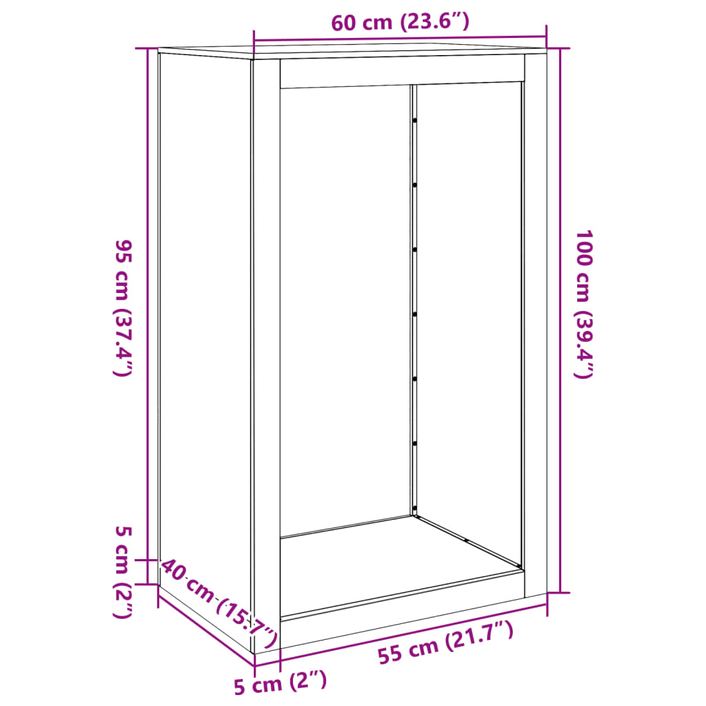 vidaXL Brennholzregal Weiß 60x40x100 cm Stahl