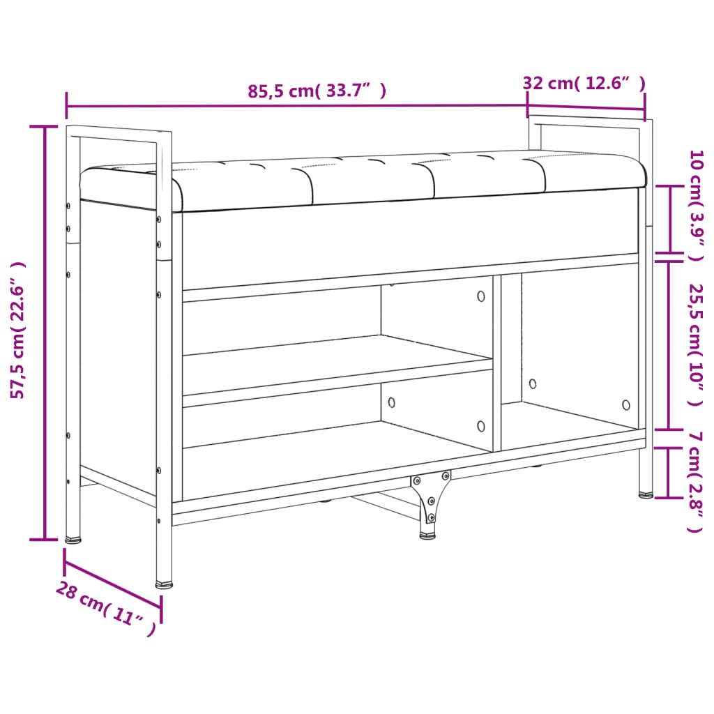 vidaXL Schuhbank Sonoma-Eiche 85,5x32x57,5 cm Holzwerkstoff