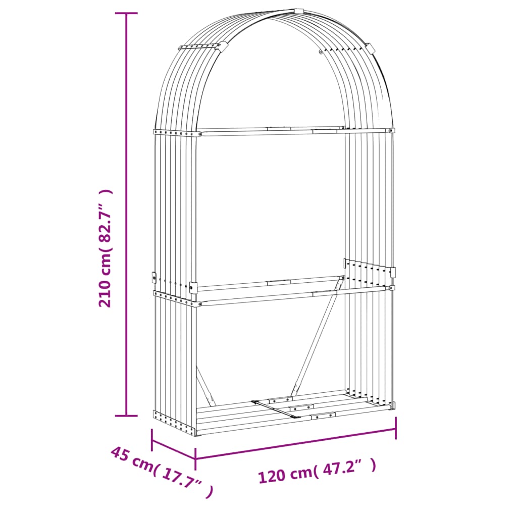 vidaXL Kaminholzunterstand Anthrazit 120x45x210 Verzinkter Stahl