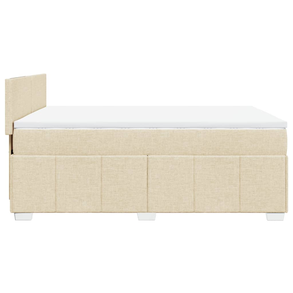 vidaXL Boxspringbett mit Matratze Creme 140x190 cm Stoff