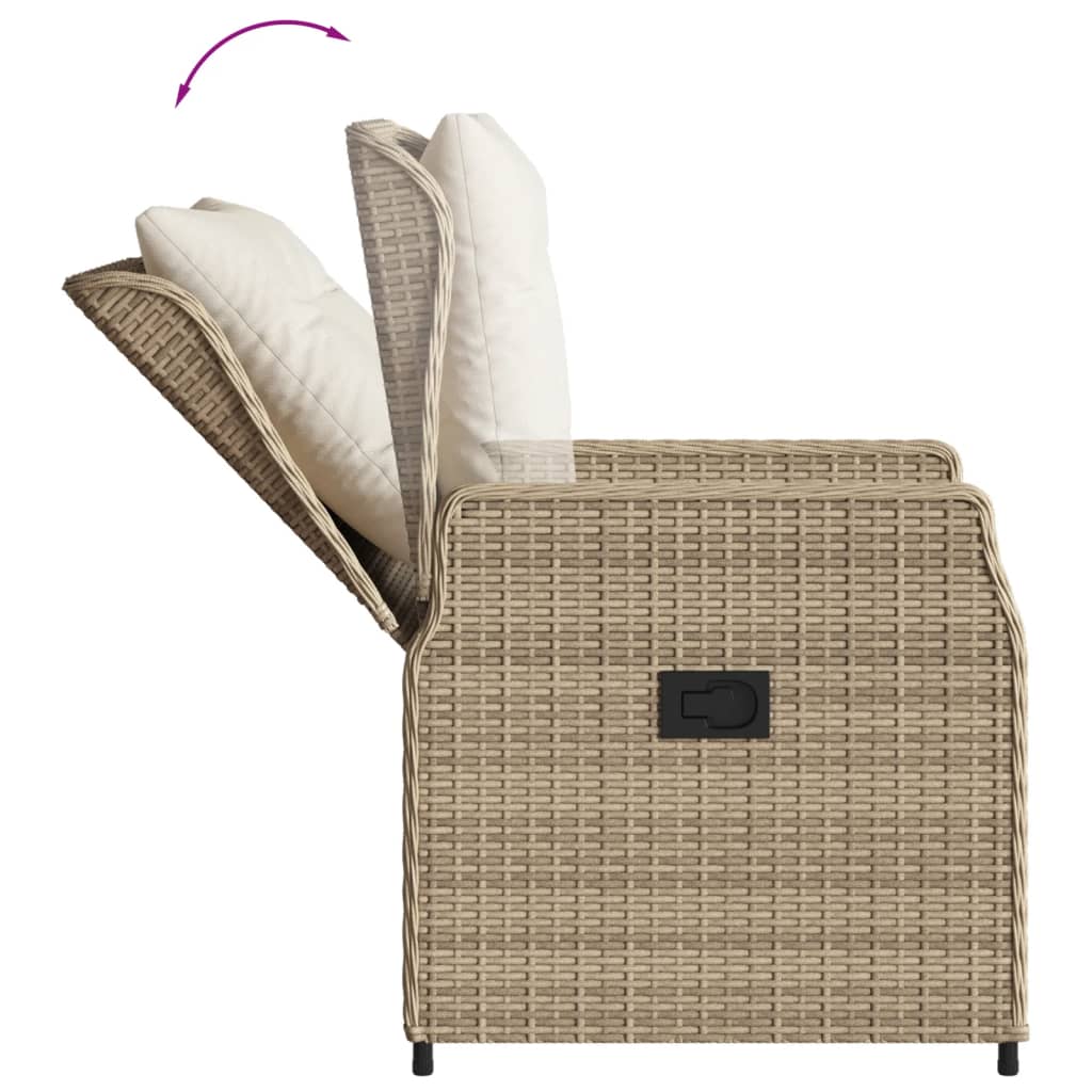 vidaXL 3-tlg. Garten-Essgruppe mit Kissen Beige Poly Rattan