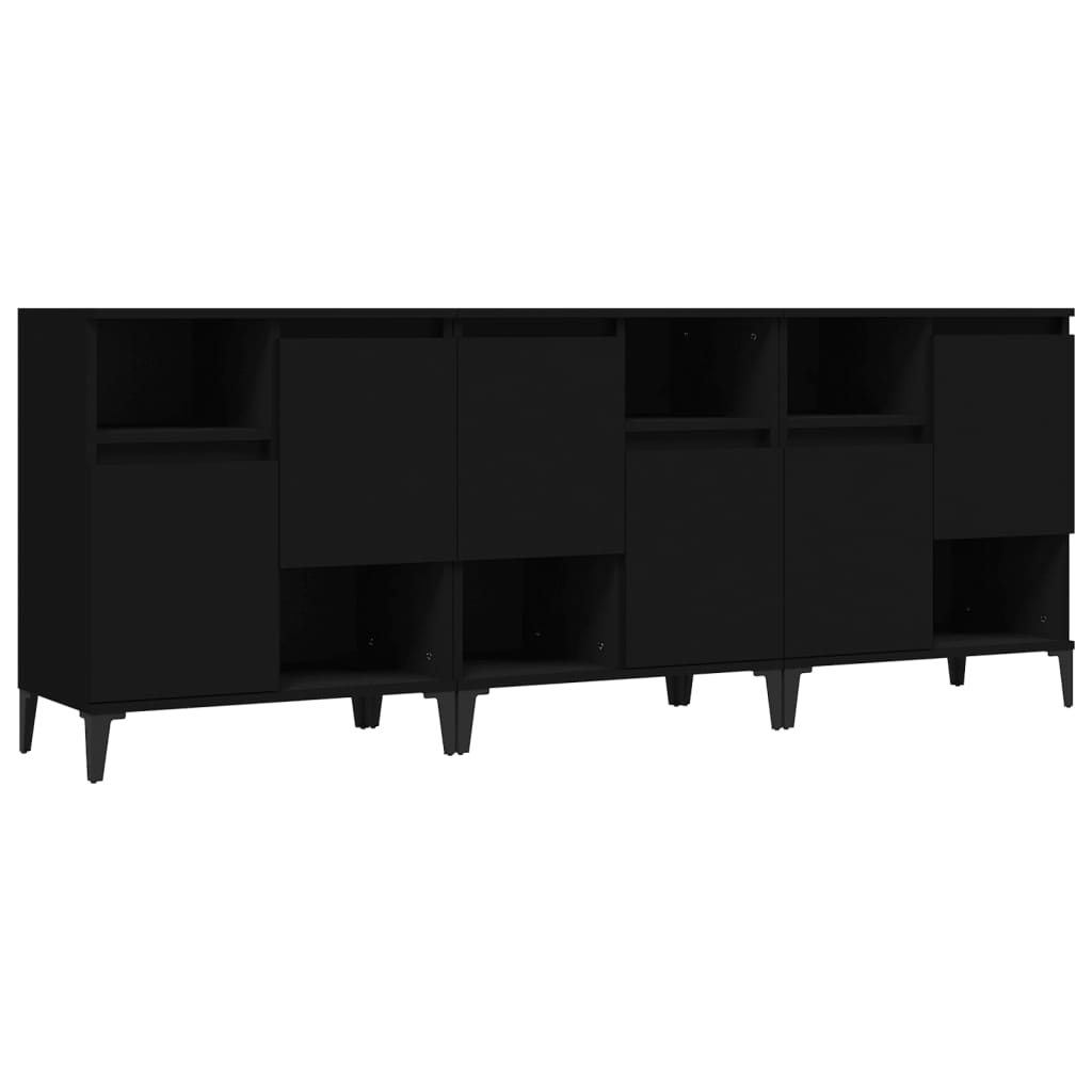 vidaXL Sideboards 3 Stk. Schwarz 60x35x70 cm Holzwerkstoff