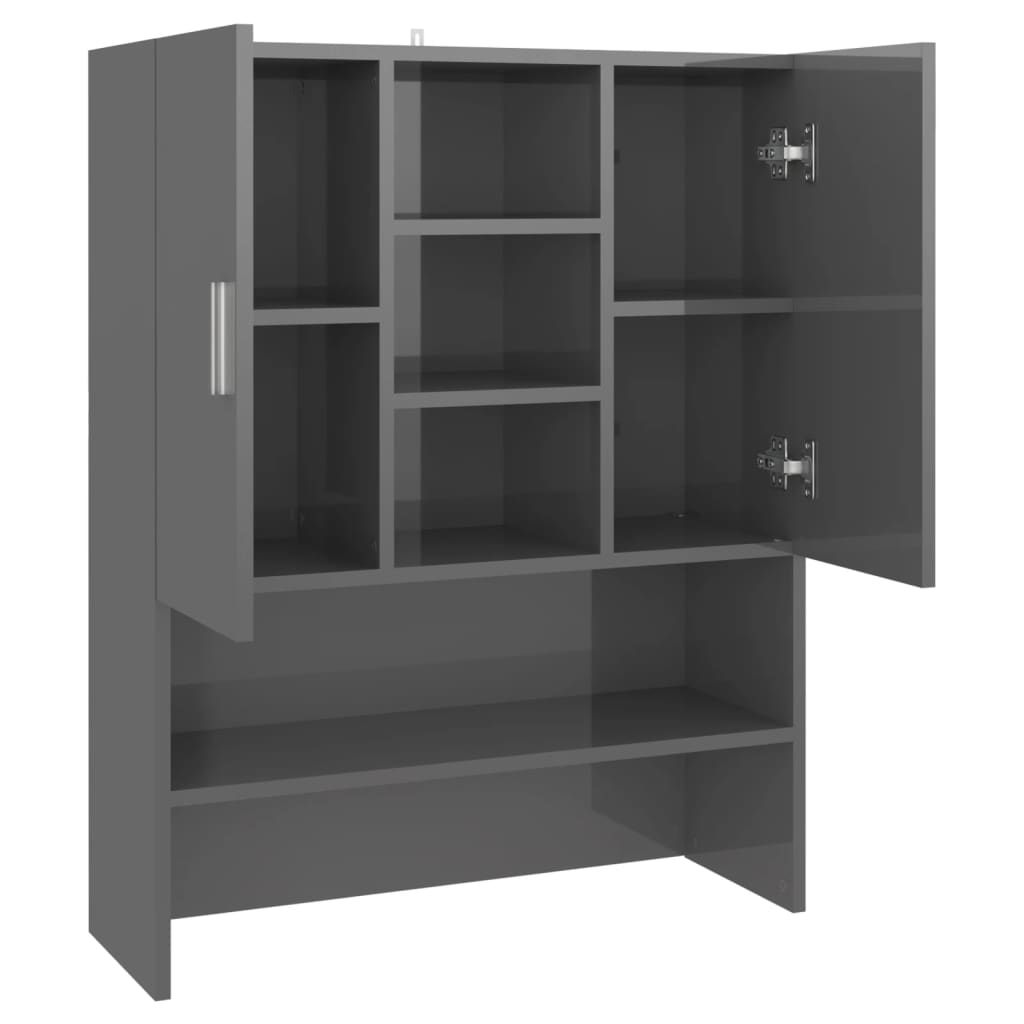 vidaXL Waschmaschinenschrank Hochglanz-Grau 70,5x25,5x90 cm