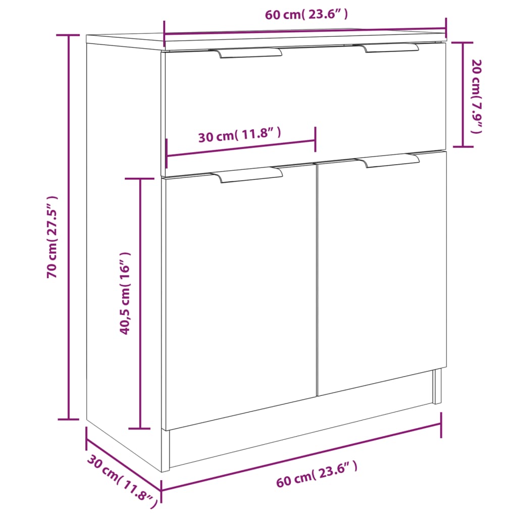 vidaXL 3-tlg. Sideboard Schwarz Holzwerkstoff