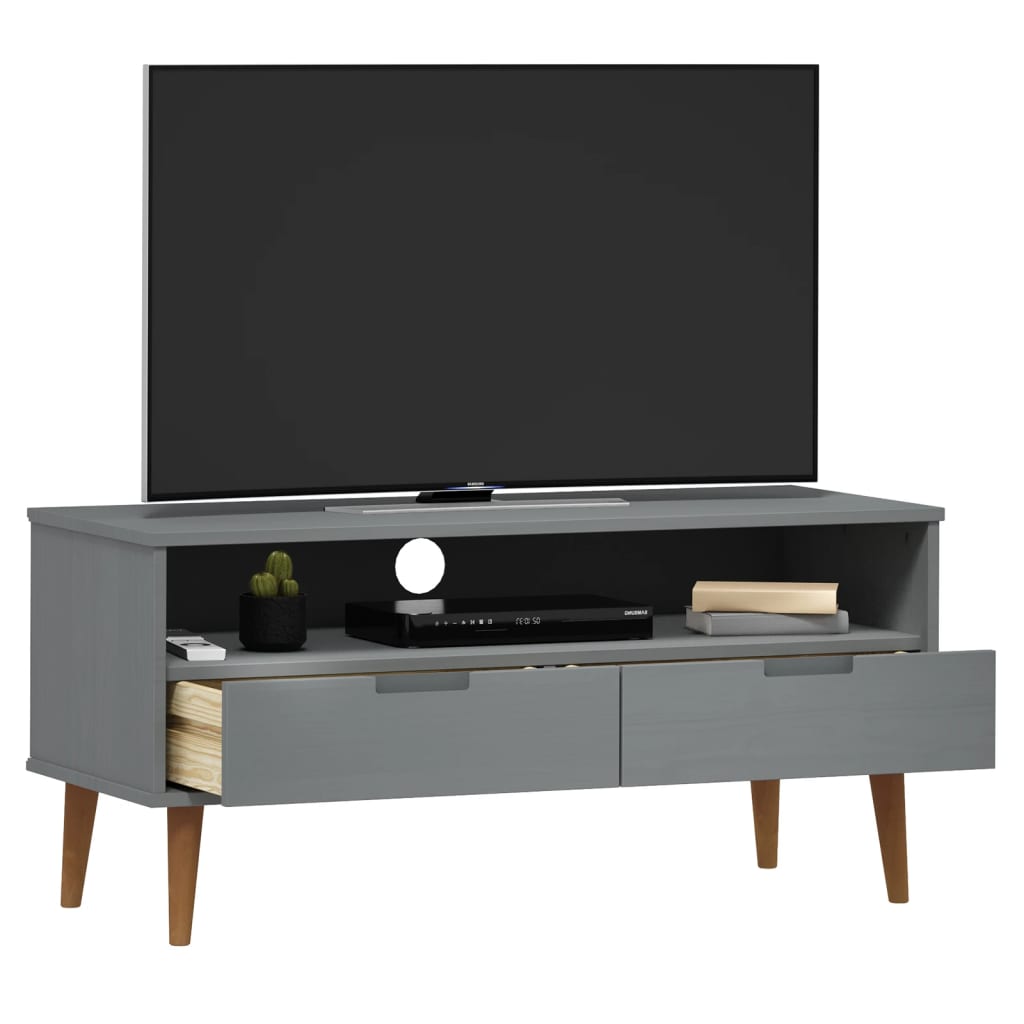 vidaXL TV-Schrank MOLDE Grau 106x40x49 cm Massivholz Kiefer