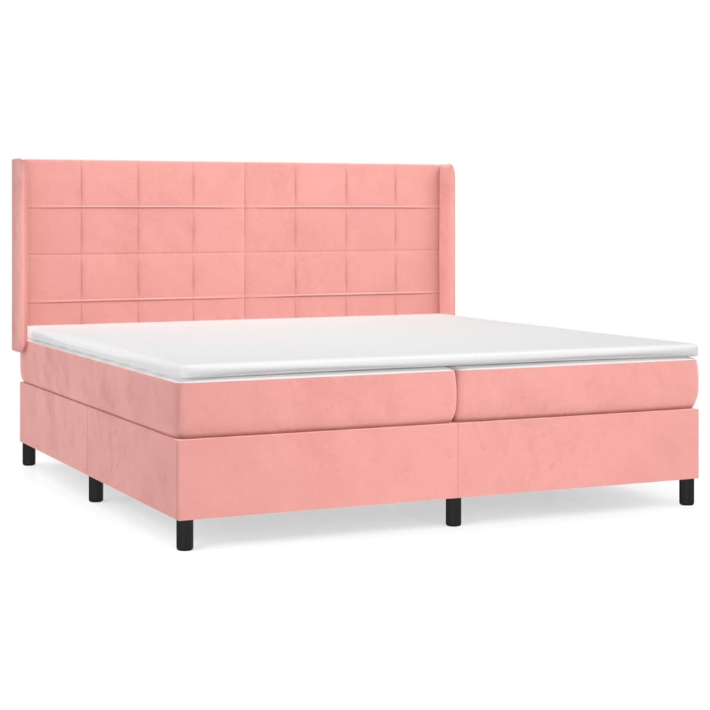 vidaXL Boxspringbett mit Matratze Rosa 200x200 cm Samt