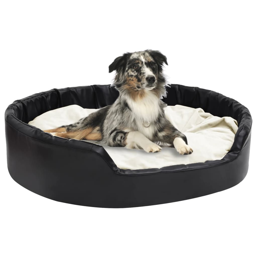 vidaXL Hundebett Schwarz-Beige 99x89x21 cm Plüsch und Kunstleder