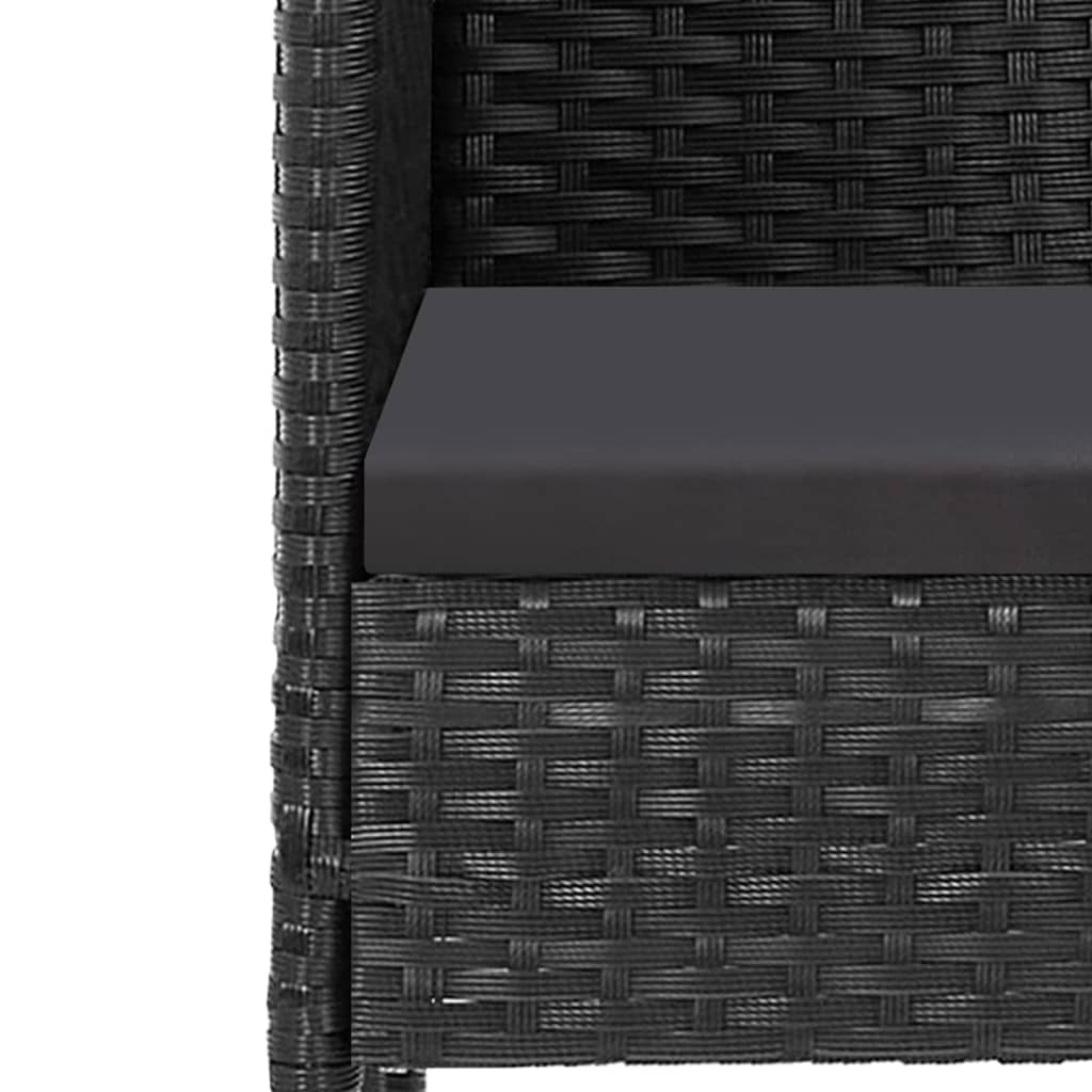 vidaXL 7-tlg. Garten-Essgruppe mit Kissen Schwarz Poly Rattan