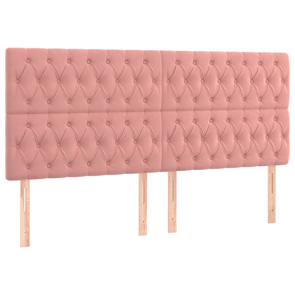 vidaXL Boxspringbett mit Matratze Rosa 200x200 cm Samt