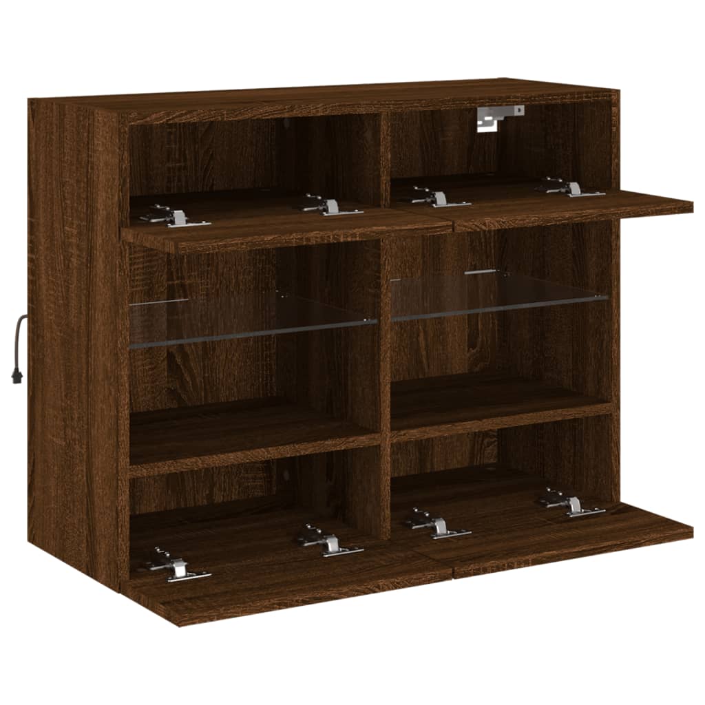 vidaXL TV-Wandschrank mit LED-Leuchten Braun Eichen-Optik