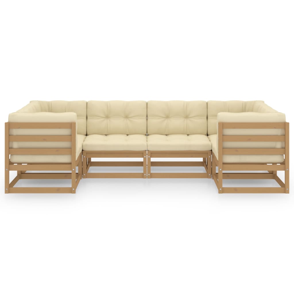 vidaXL 6-tlg Garten-Lounge-Set mit Kissen Honigbraun Massivholz Kiefer