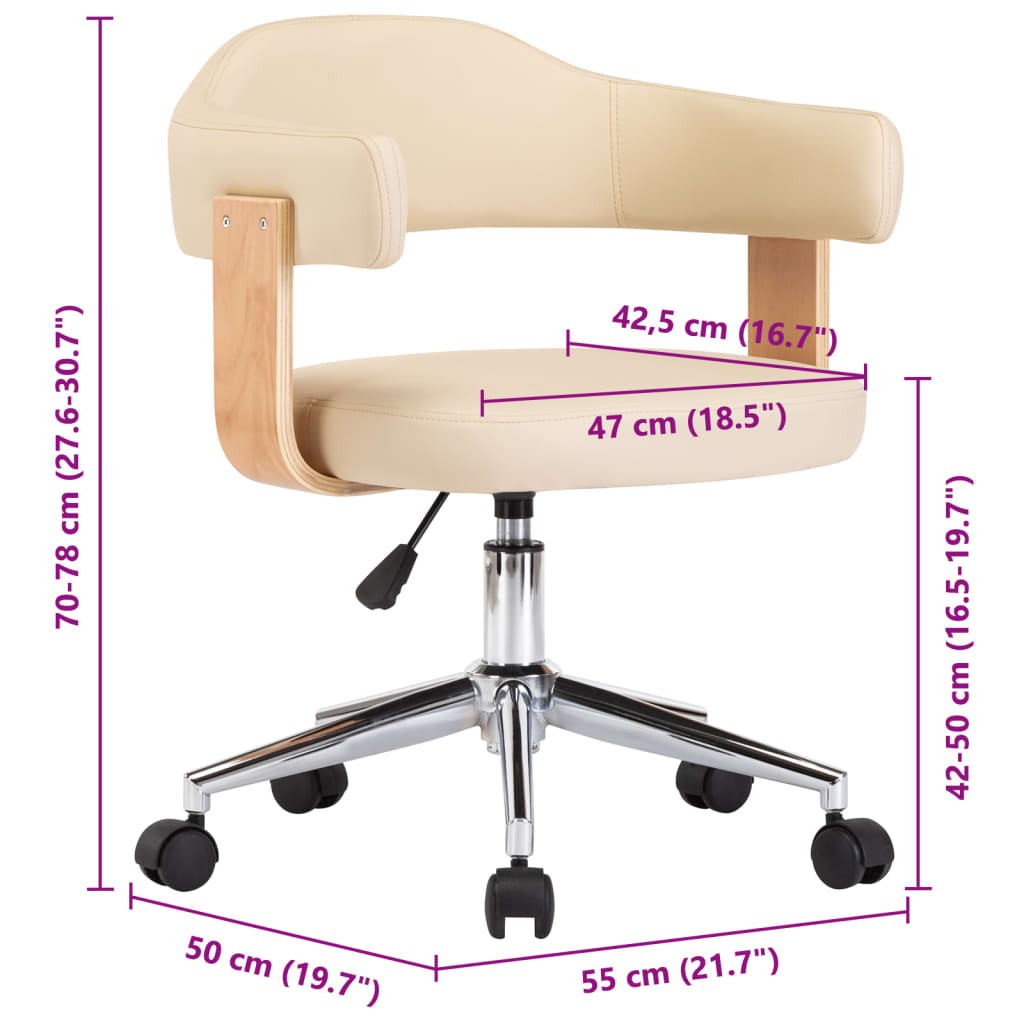 vidaXL Esszimmerstühle 2 Stk. Drehbar Creme Kunstleder