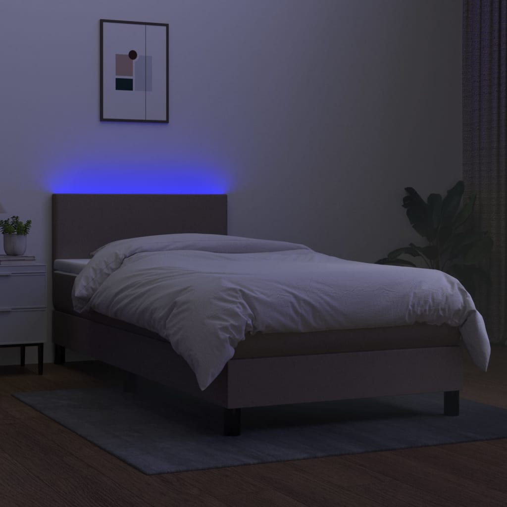 vidaXL Boxspringbett mit Matratze & LED Taupe 80x200 cm Stoff