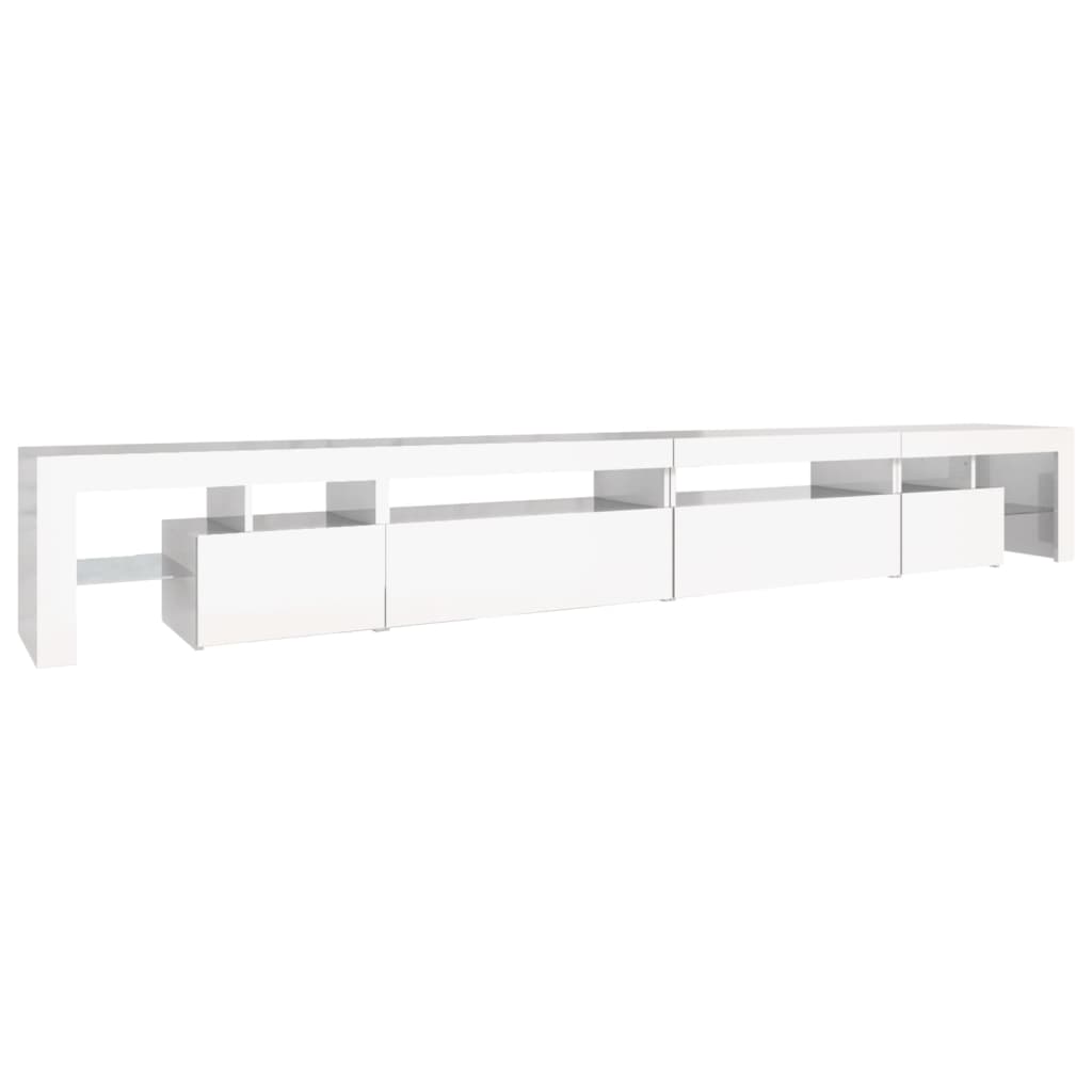 vidaXL TV-Schrank mit LED-Leuchten Hochglanz-Weiß 290x36,5x40 cm