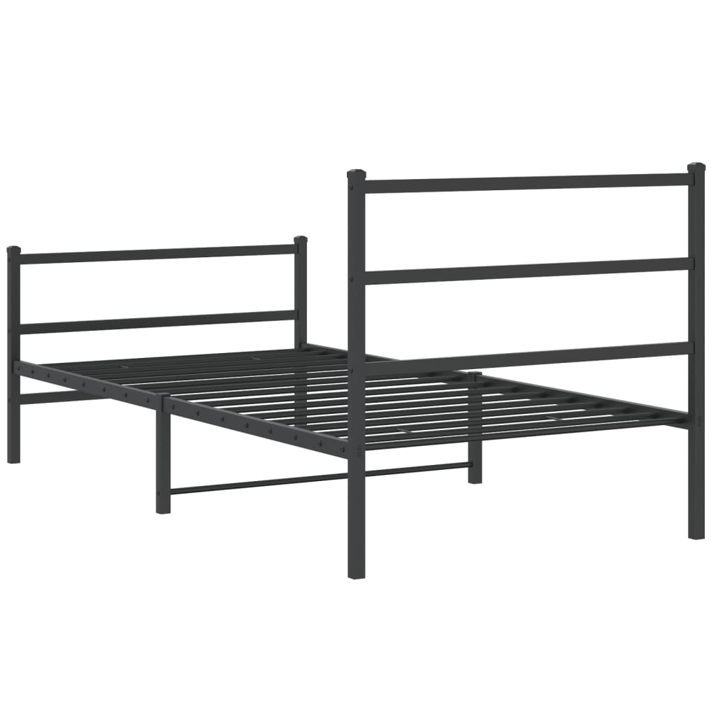 vidaXL Bettgestell mit Kopf- und Fußteil Metall Schwarz 107x203 cm